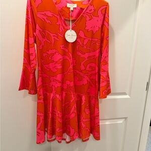 Julie Brown Vivid Orange and Pink Dress